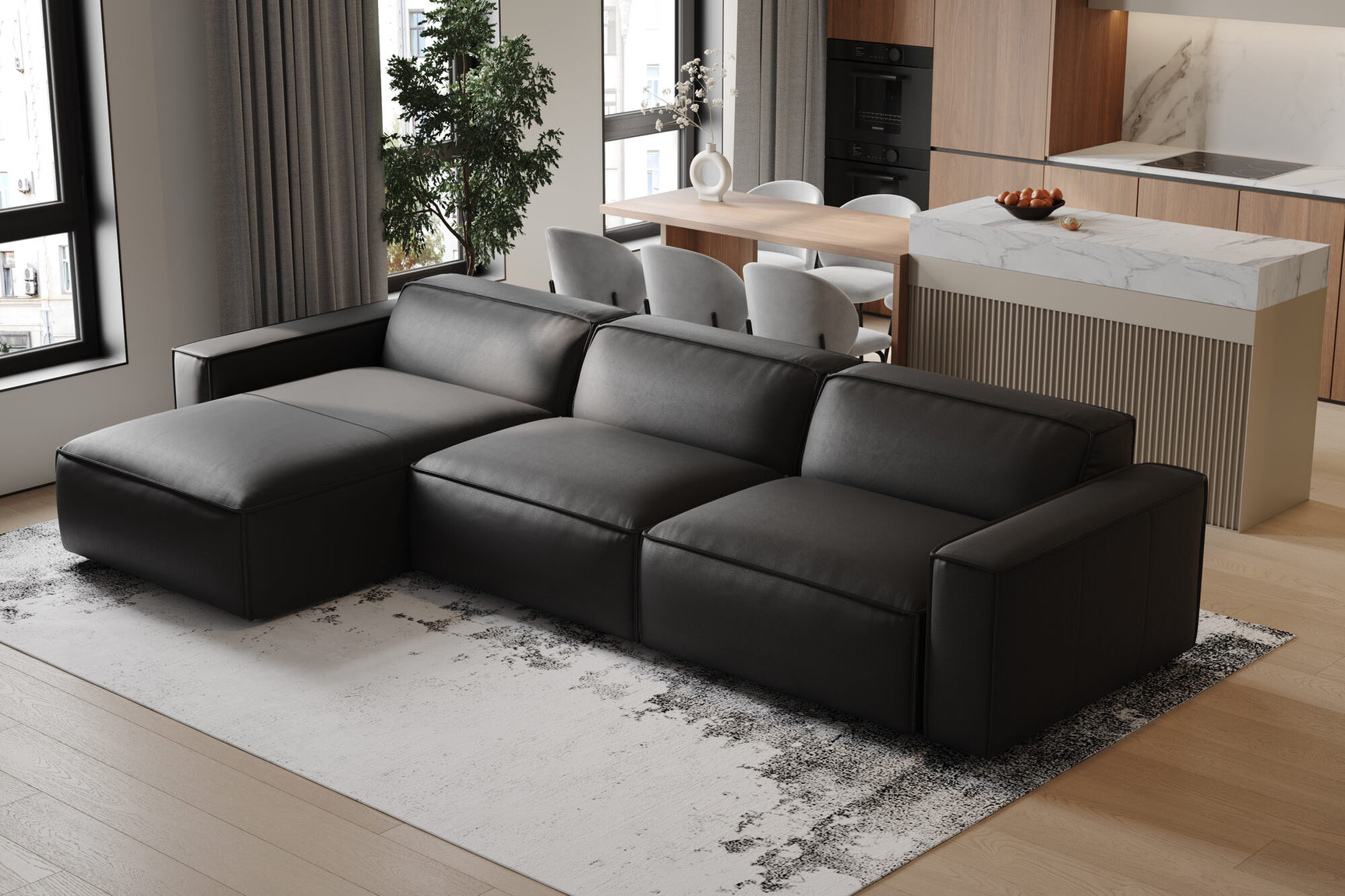 Nathan Leather Modular Sectional Sofa