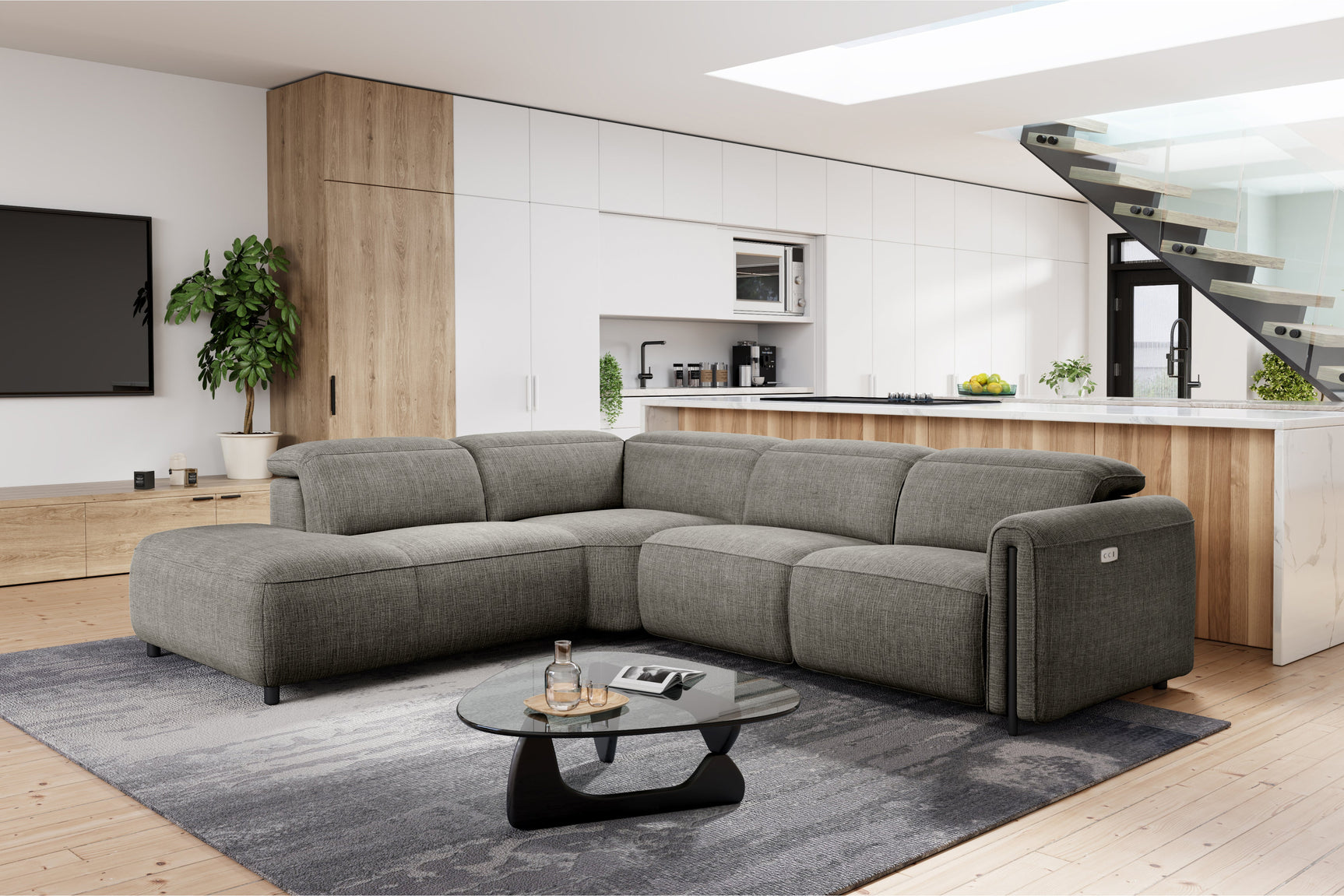 Octavia Fabric Reclining Corner Sectional Cloud Sofa
