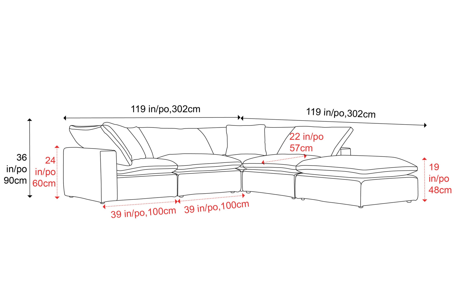 Ophelia Fabric Modular Sectional Sofa