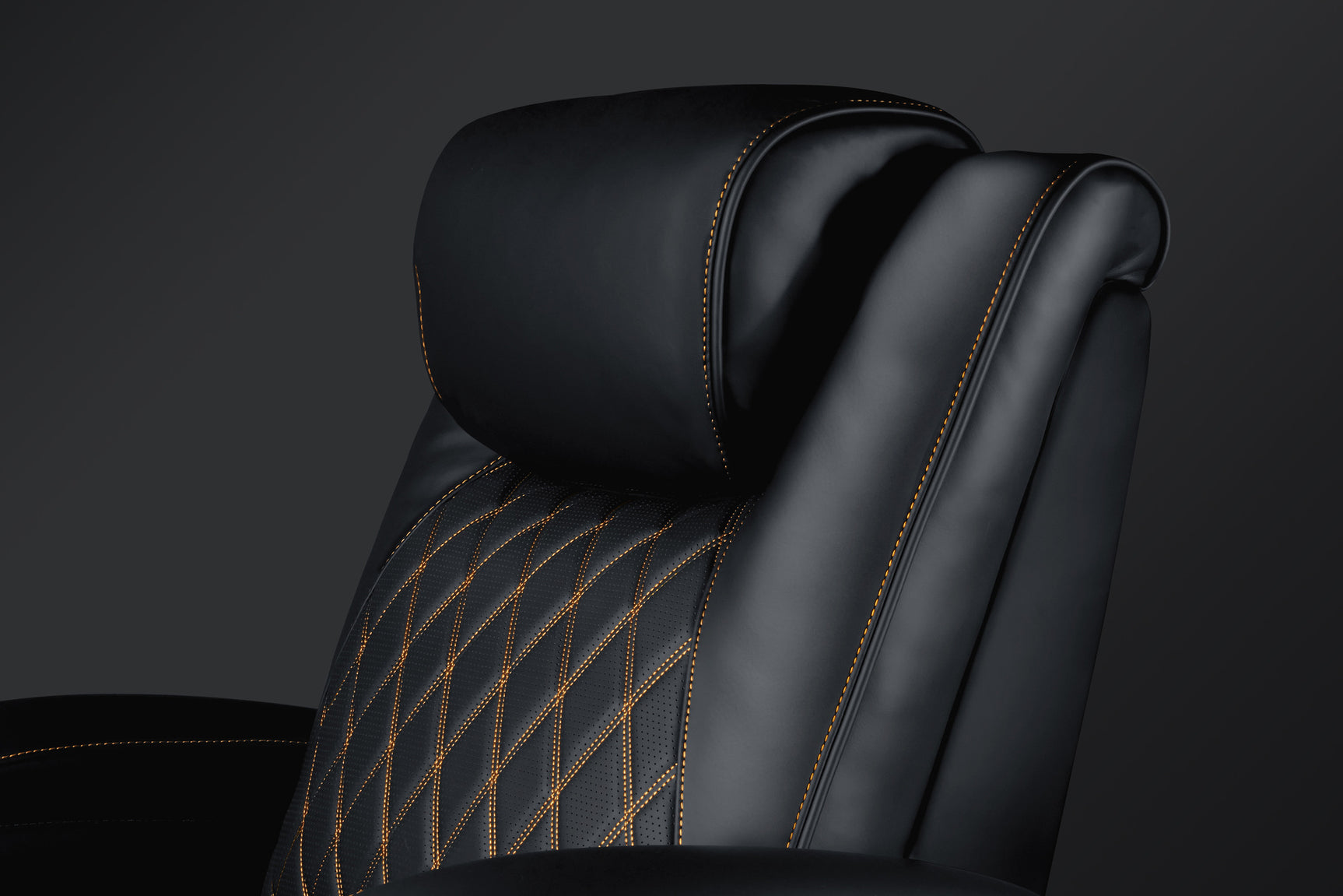 Valencia 2025 New Oslo Ultimate Luxury Leather Home Theater Seating Row of 2 Loveseat, Onyx with Gold Stitching