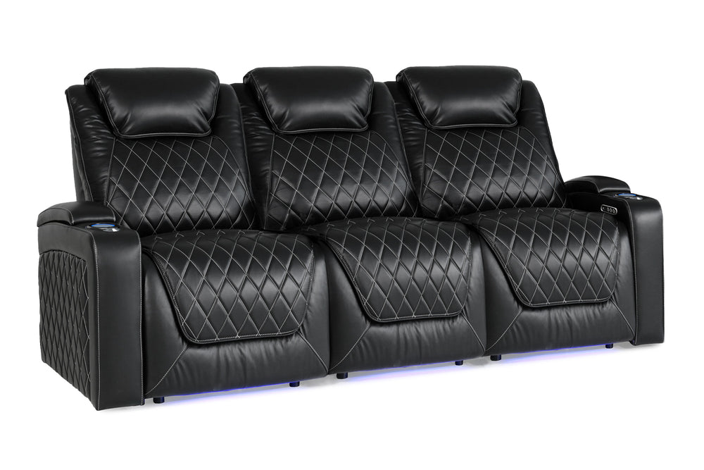 Valencia 2025 New Oslo XL Leather Home Theater Seating Set of 3, Midnight Black
