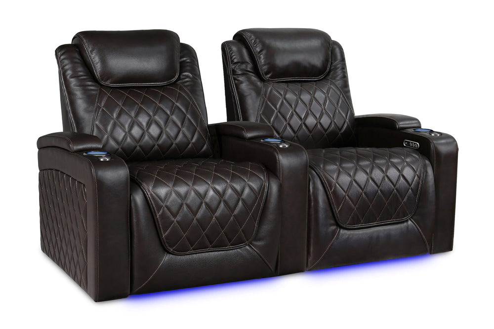 Valencia 2025 New Oslo XL Leather Home Theater Seating Row of 2, Dark Chocolate