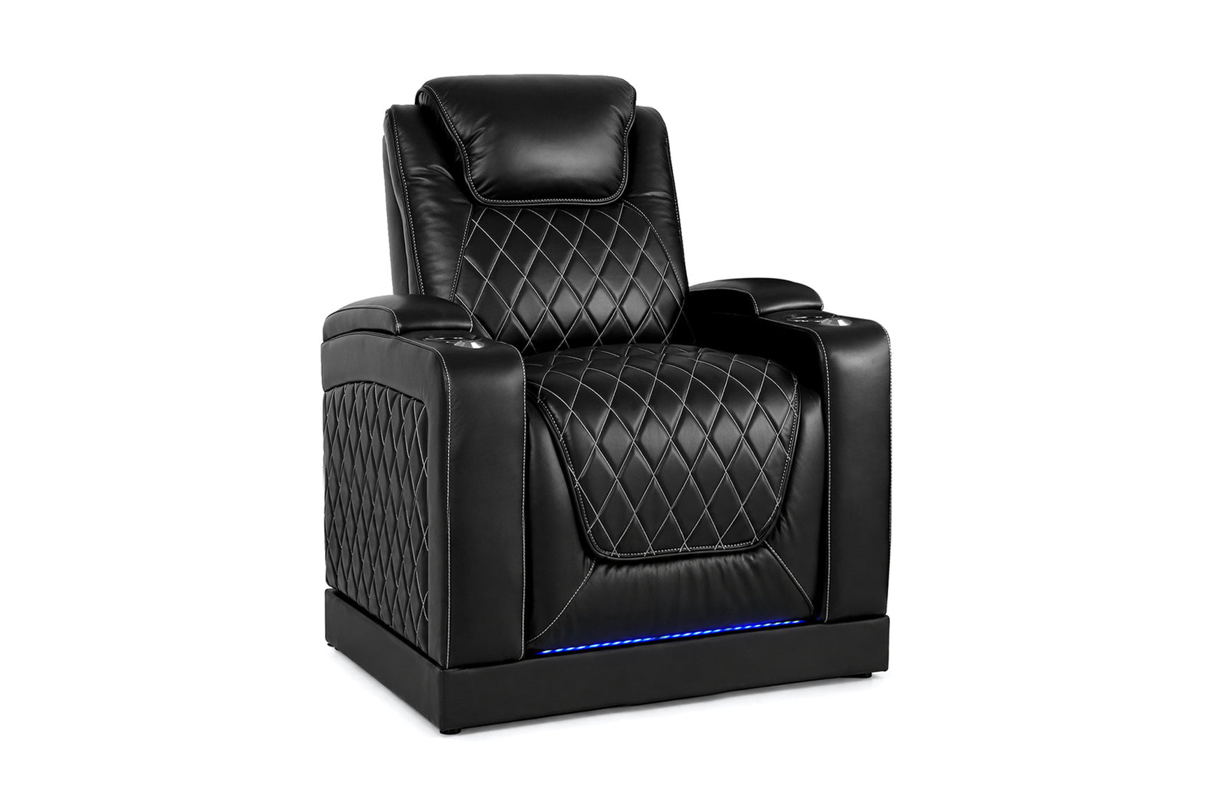 Valencia Oslo Home Theater Seating Single Recliner, Black with Risers