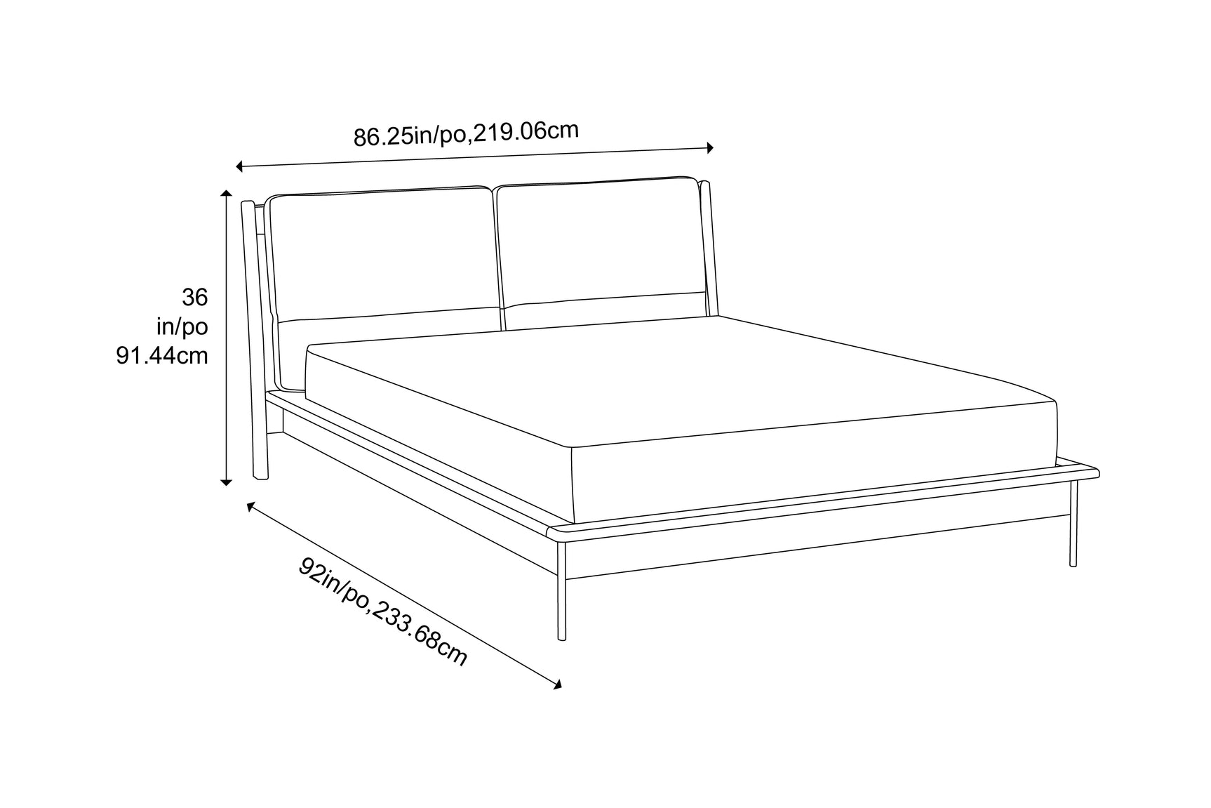 Park Avenue Fabric Upholstered Bamboo Bed Frame