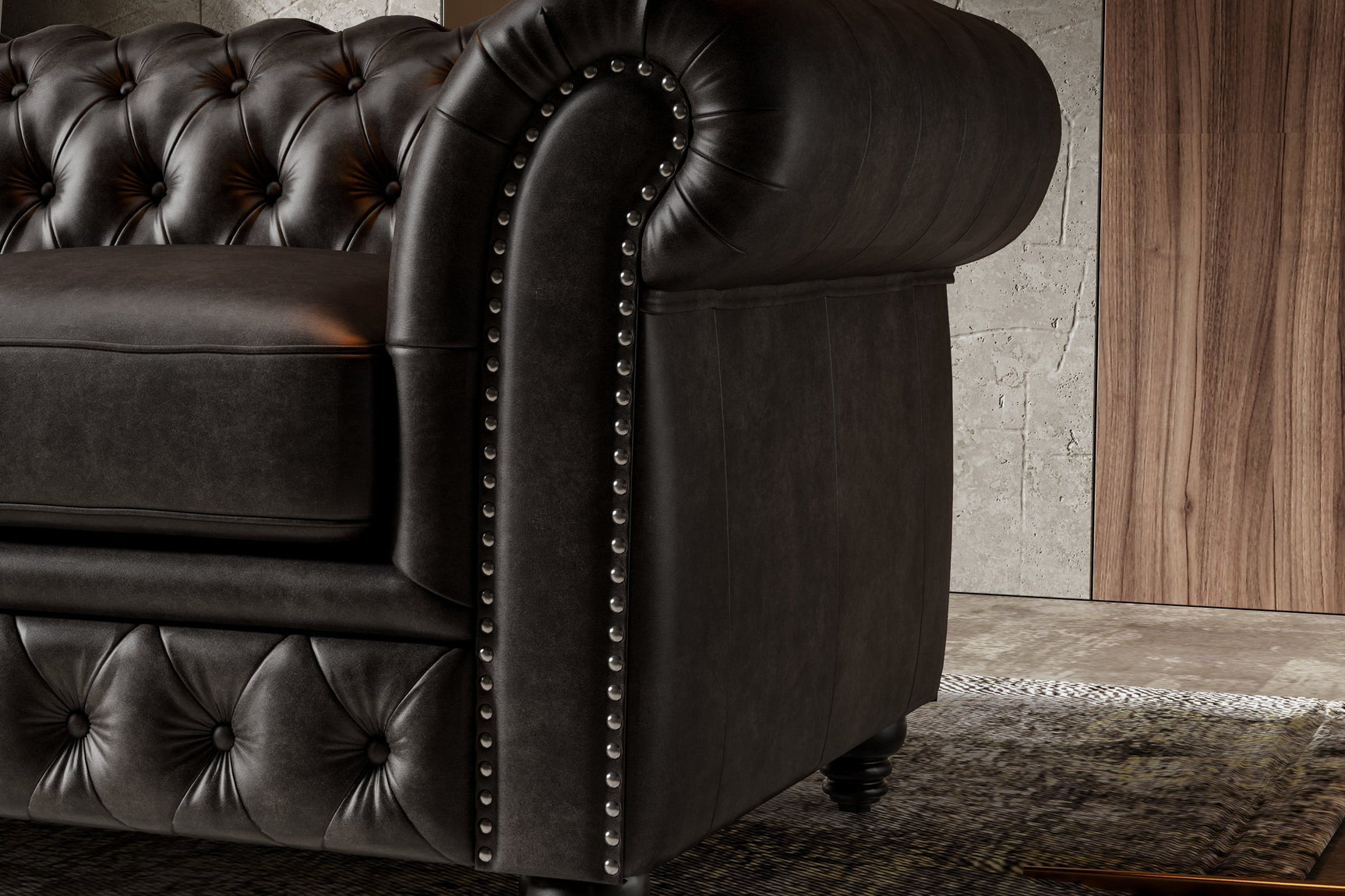 Parma Leather Chesterfield Accent Chair