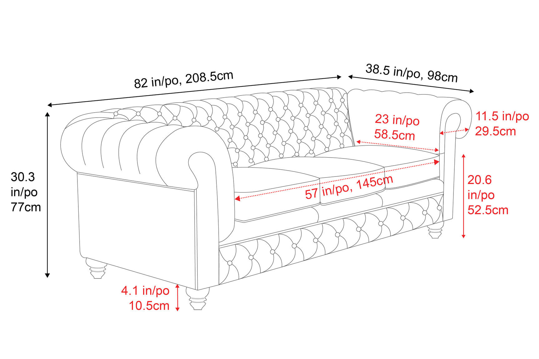 Parma Leather Chesterfield Sofa