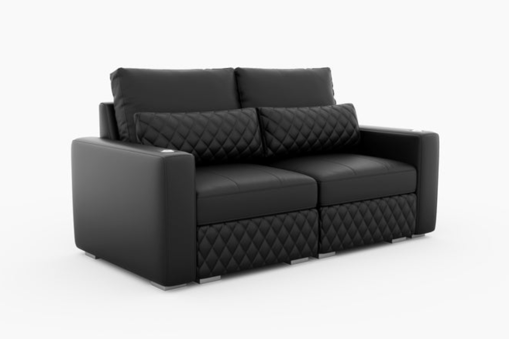 Valencia Pisa Top Grain Nappa 11000 Leather Lounge Sectional Sofa, Loveseat, Black