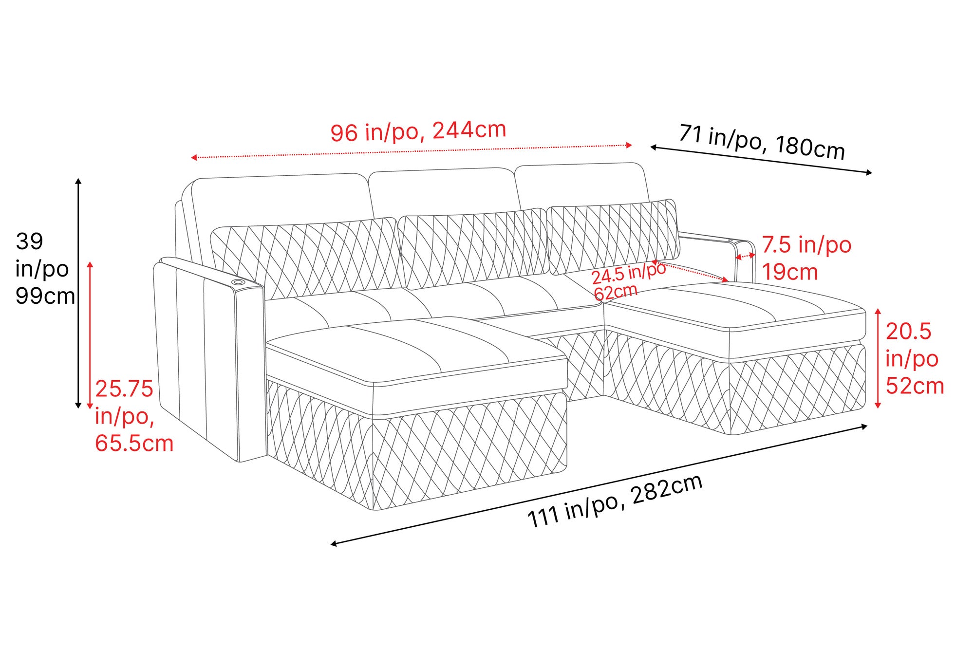 Pisa Ultimate Leather Lounge Sectional