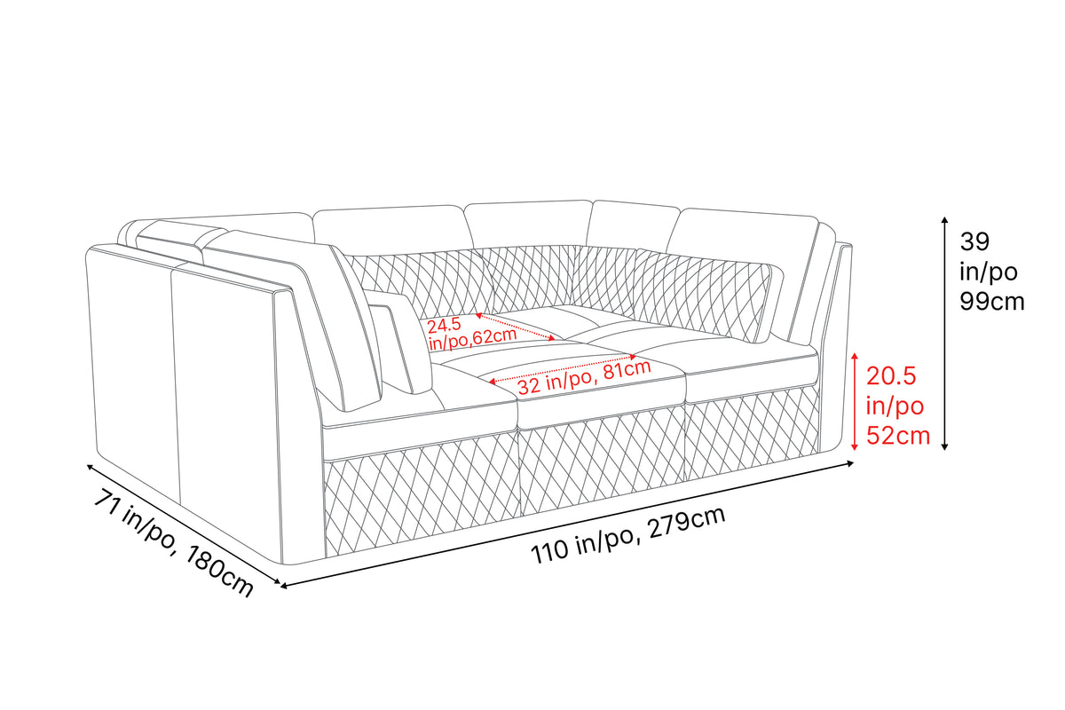 Valencia Pisa Ultimate Nappa 20000 Leather Lounge Sectional Sofa, U Sh