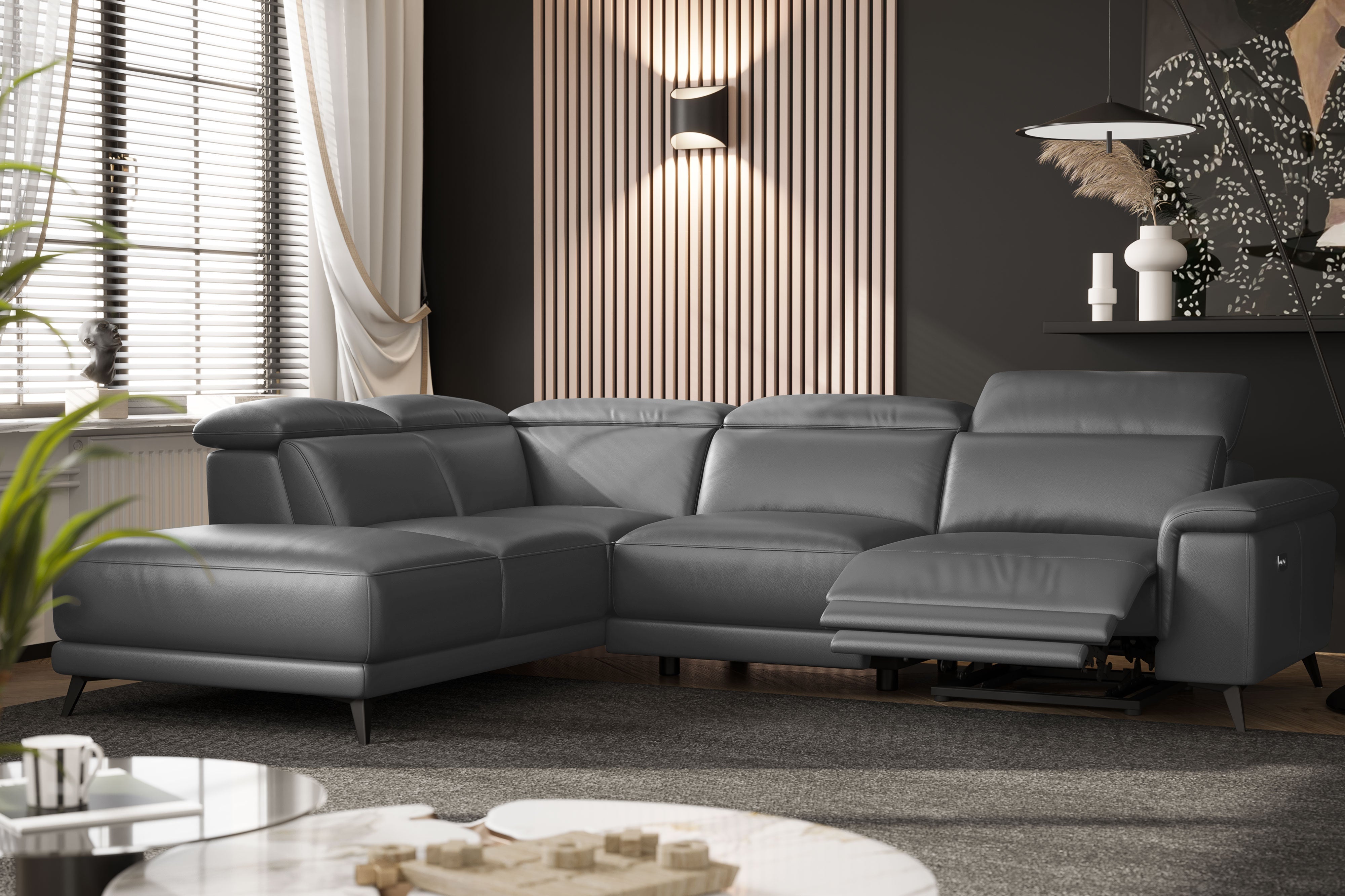 Pista Leather Reclining Sectional Sofa