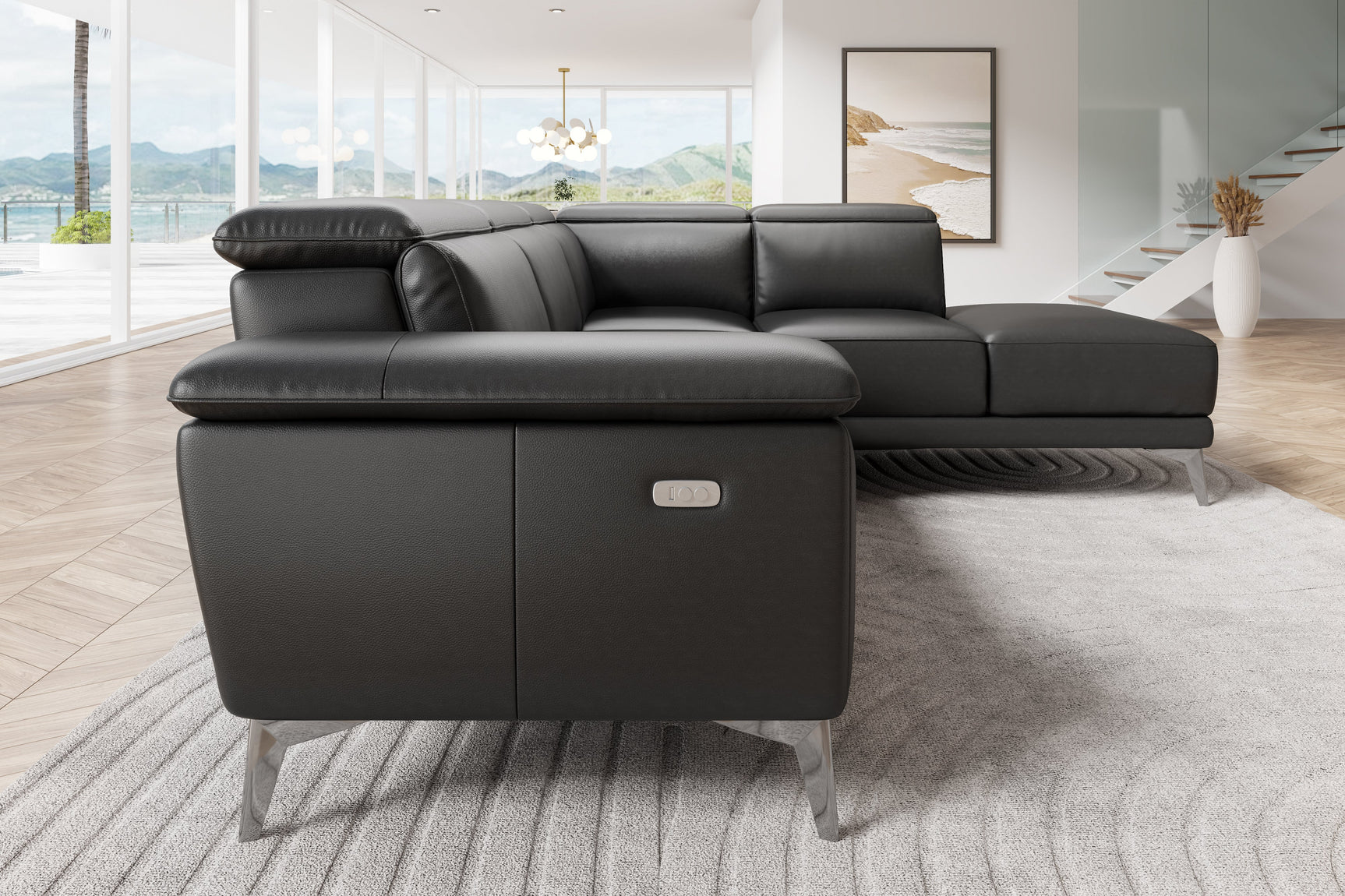 Pista Leather Reclining Sectional Sofa