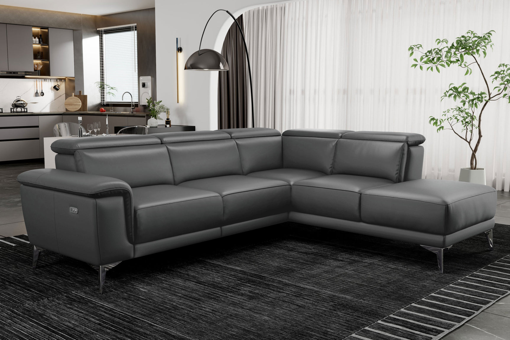 Pista Leather Reclining Sectional Sofa
