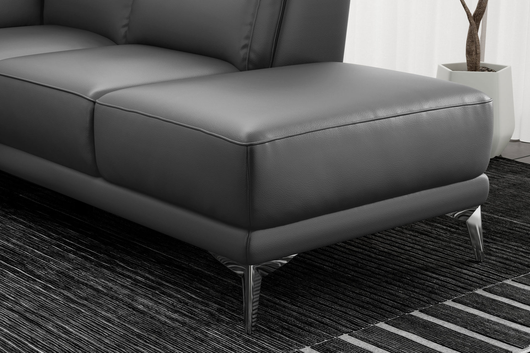 Valencia Pista Modern Top Grain Leather Reclining Sectional Sofa with Right-Hand Facing Chaise Detailed drawing