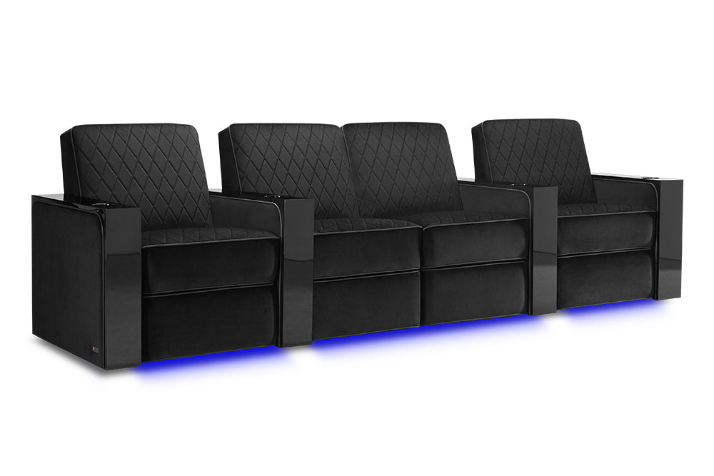 Valencia Naples Prestige Home Theater Seating Row of 4 Loveseat Center, Raven
