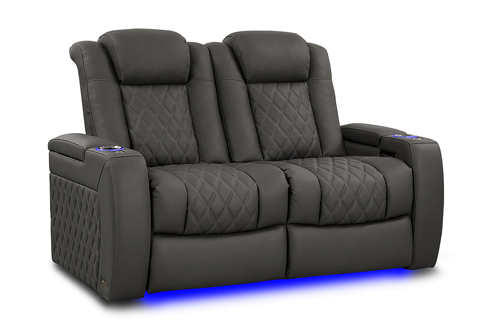 Valencia 2025 New Tuscany XL Luxury Leather Home Theater Seating Row of 2 Loveseat, Graphite