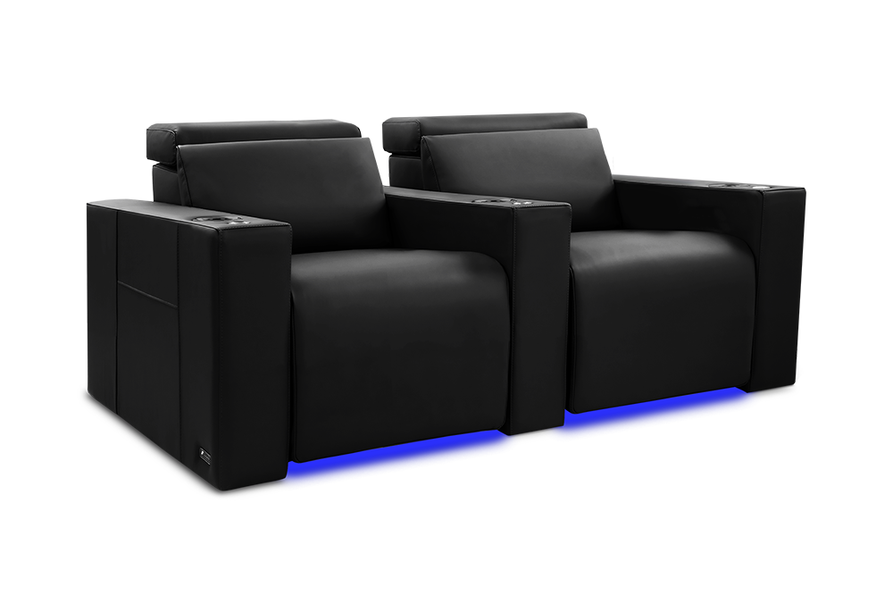 Valencia Barcelona Ultimate Leather Home Theater Seating Row of 2, Onyx