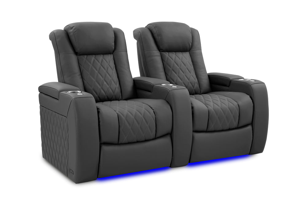 Valencia 2025 New Tuscany Ultimate Luxury Leather Home Theater Seating Row of 2, Graphite