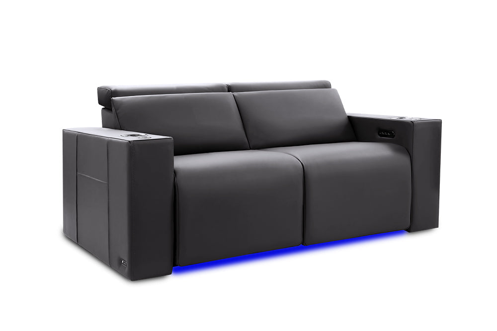 Valencia Barcelona Ultimate Leather Home Theater Seating Row of 2 Loveseat, Graphite