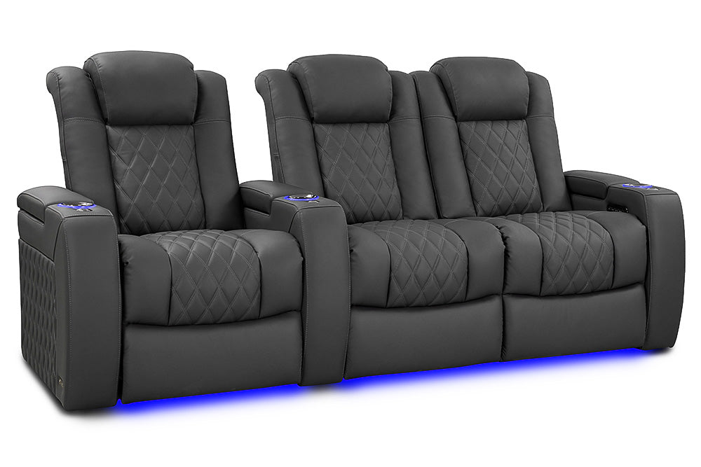 Valencia 2025 New Tuscany Luxury Leather Home Theater Seating Row of 3 Loveseat Right, Graphite
