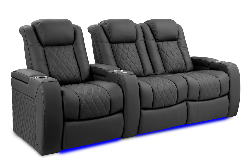 Valencia 2025 New Tuscany Ultimate Luxury Leather Home Theater Seating Row of 3 Loveseat Right, Graphite
