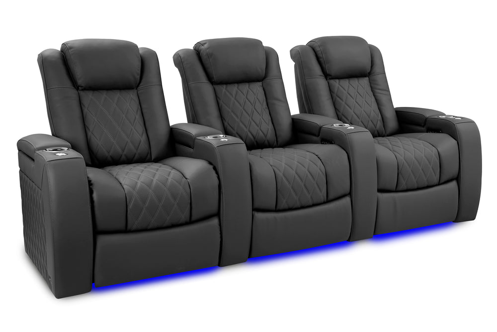 Valencia 2025 New Tuscany Ultimate Luxury Leather Home Theater Seating Row of 3, Graphite