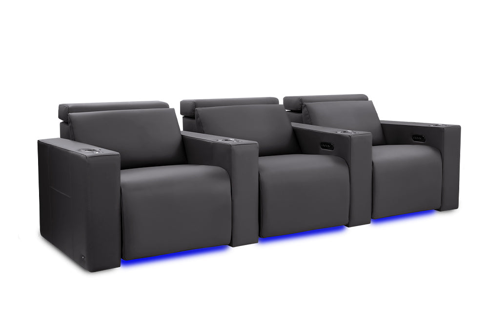 Valencia Barcelona Ultimate Leather Home Theater Seating Row of 3, Graphite