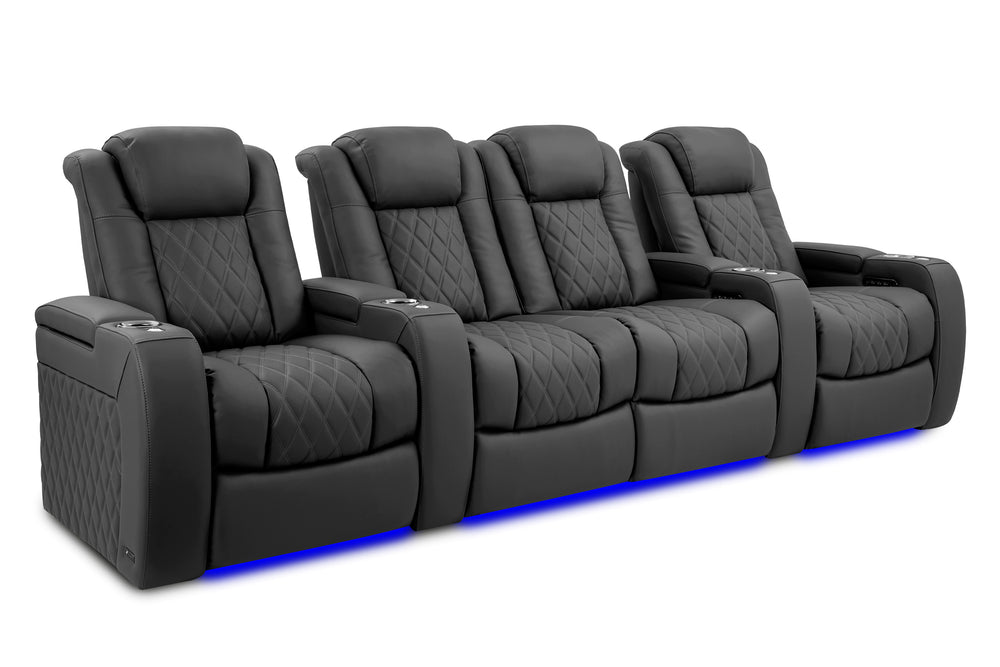 Valencia 2025 New Tuscany Ultimate Luxury Leather Home Theater Seating Row of 4 Loveseat Center, Graphite