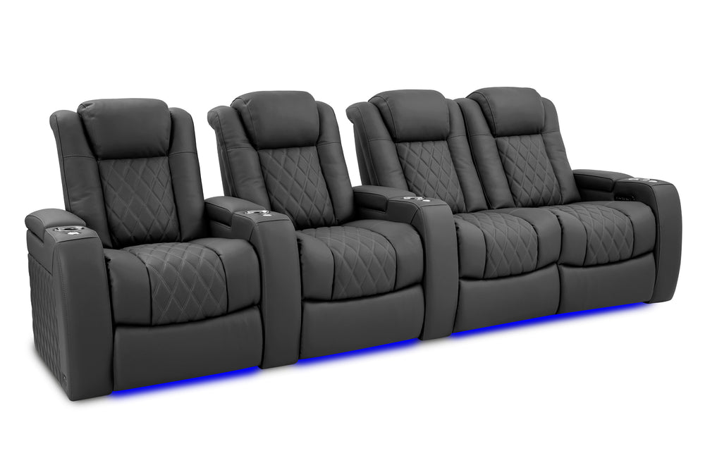 Valencia 2025 New Tuscany Ultimate Luxury Leather Home Theater Seating Row of 4 Loveseat Right, Graphite