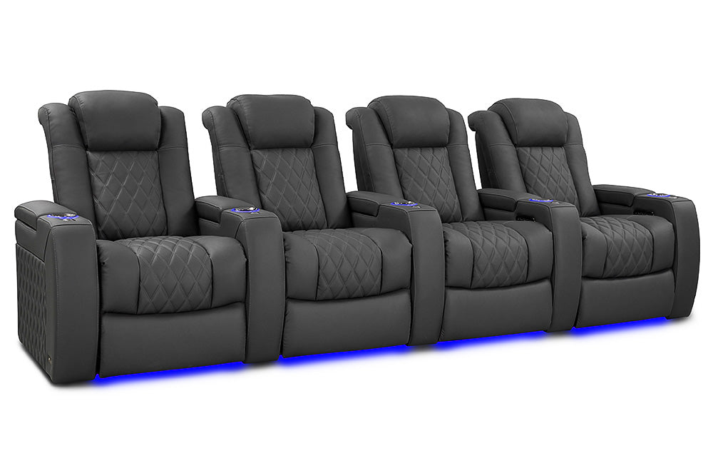 Valencia 2025 New Tuscany Luxury Leather Home Theater Seating Row of 4, Graphite