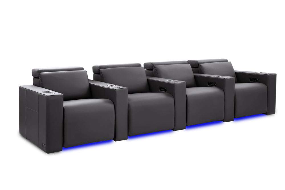 Valencia Barcelona Ultimate Leather Home Theater Seating Row of 4, Graphite