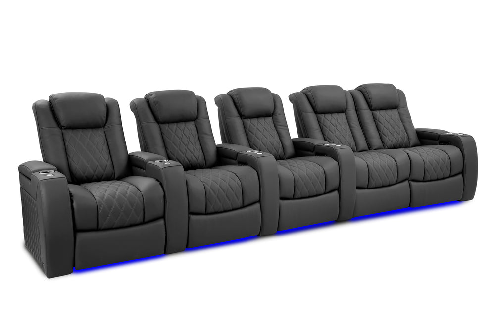 Valencia 2025 New Tuscany Ultimate Luxury Leather Home Theater Seating Row of 5 Loveseat Right, Graphite