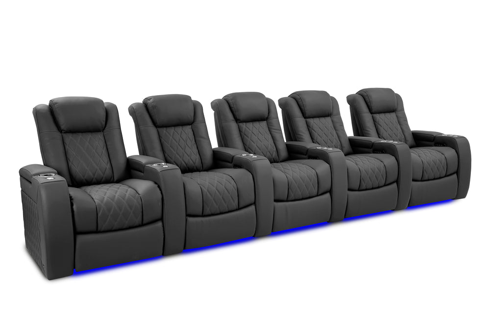 Valencia 2025 New Tuscany Ultimate Luxury Leather Home Theater Seating Row of 5, Graphite