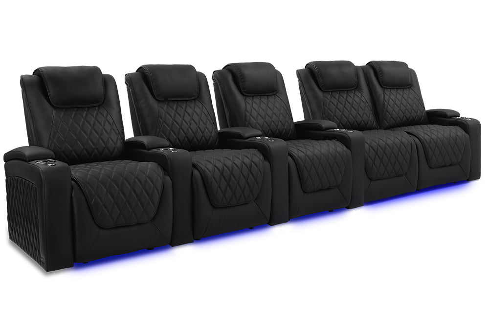Valencia 2025 New Oslo Luxury Home Theater Seating Row of 5 Loveseat Right, Onyx