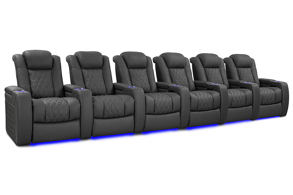 Valencia 2025 New Tuscany Luxury Leather Home Theater Seating Row of 6, Graphite