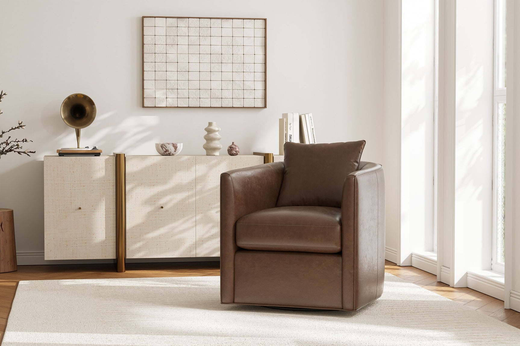 Riley Leather Swivel Chair