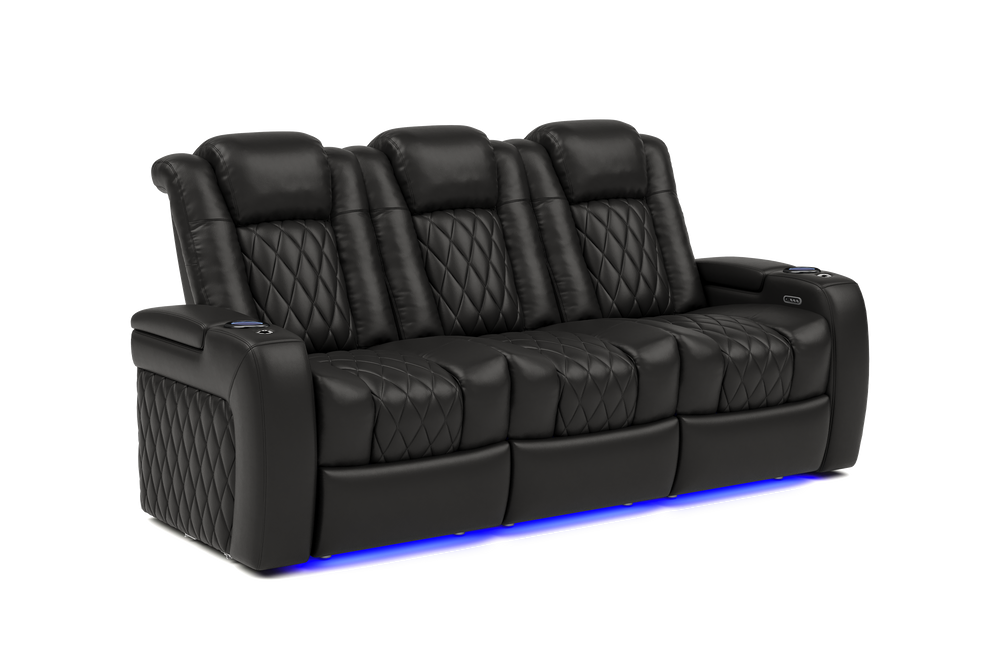 Valencia 2025 New Tuscany Leather Home Theater Seating Set of 3, Midnight Black