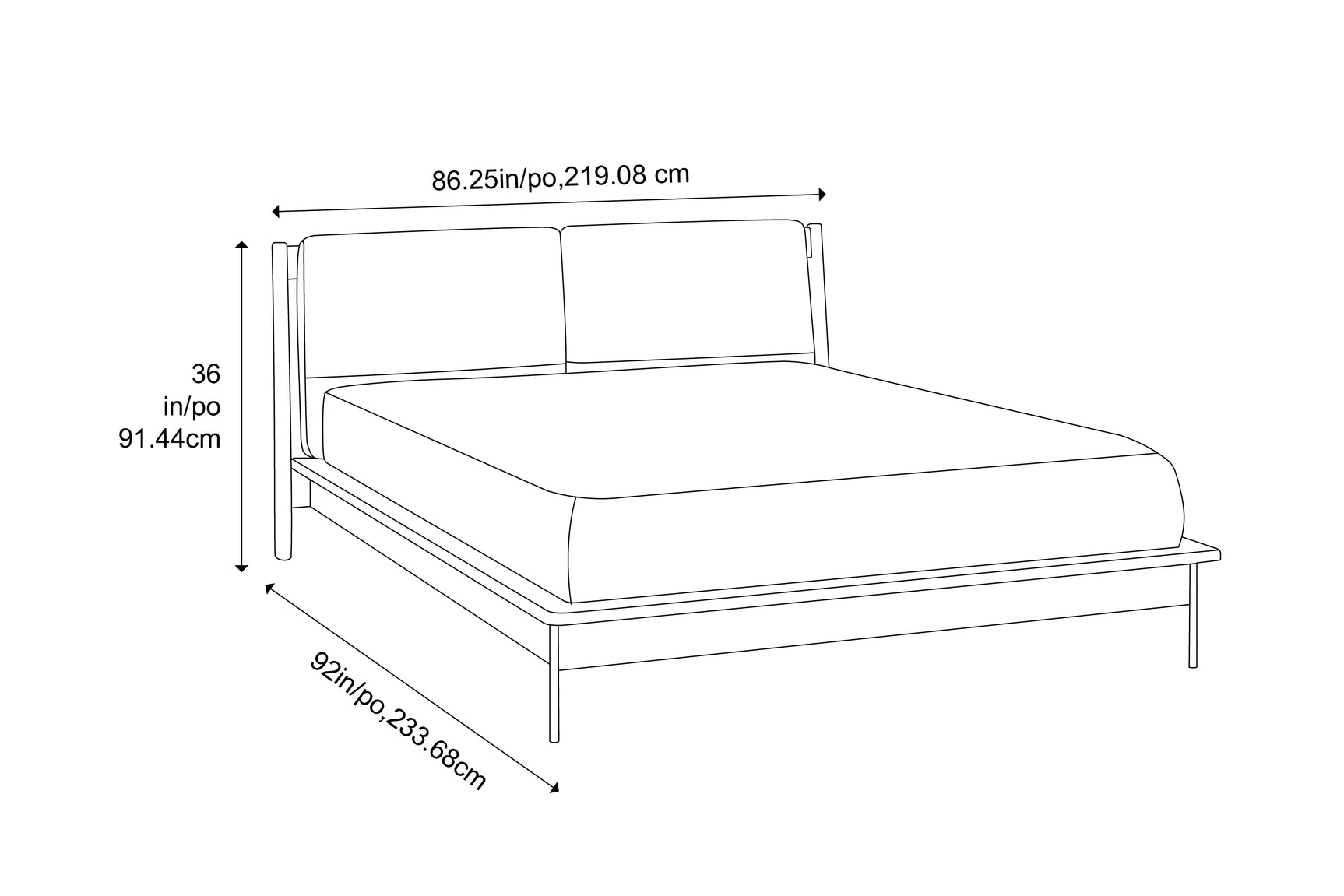 Santa Cruz Fabric Upholstered Bamboo Bed Frame