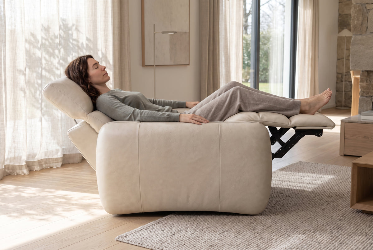 Savona Leather Cuddler Recliner Sofa | Italian Nappa 11000 Top-Grain Leather | Power Headrests | Zero-Gravity Recline