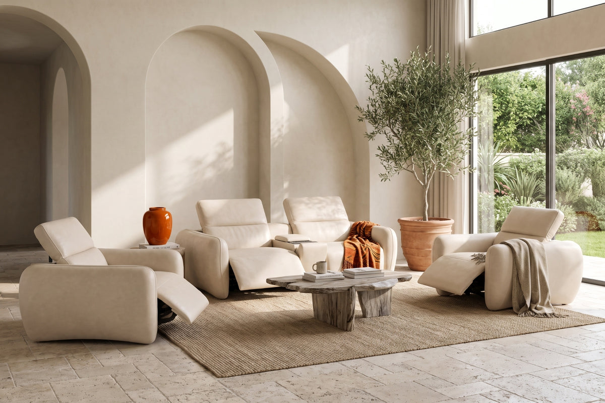 Savona Leather Cuddler Recliner Sofa | Italian Nappa 11000 Top-Grain Leather | Power Headrests | Zero-Gravity Recline
