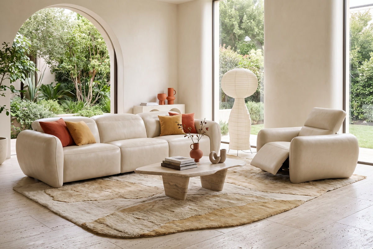 Savona Leather Cuddler Recliner Sofa | Italian Nappa 11000 Top-Grain Leather | Power Headrests | Zero-Gravity Recline
