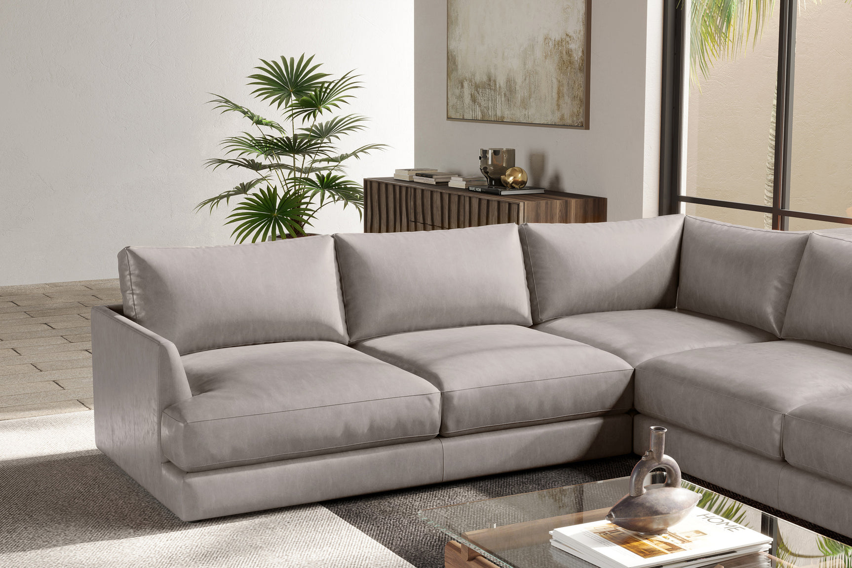 Serena Leather Corner Sectional Sofa