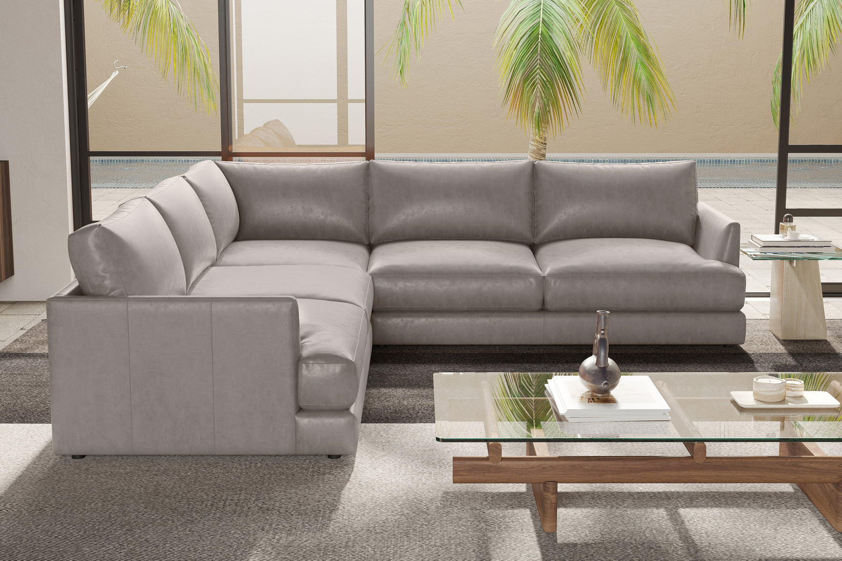 Serena Leather Corner Sectional Sofa