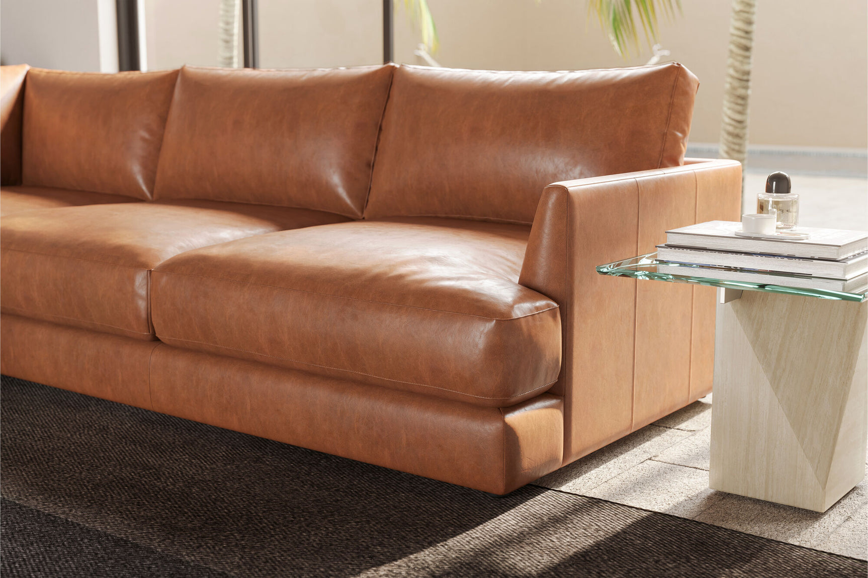 Serena Leather Corner Sectional Sofa