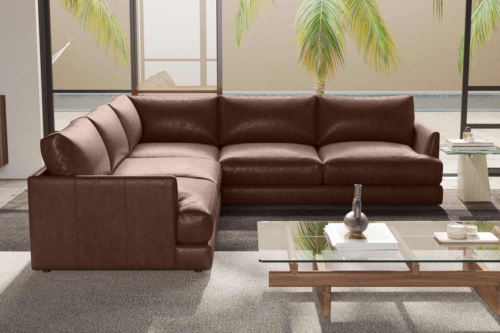 Serena Leather Corner Sectional Sofa