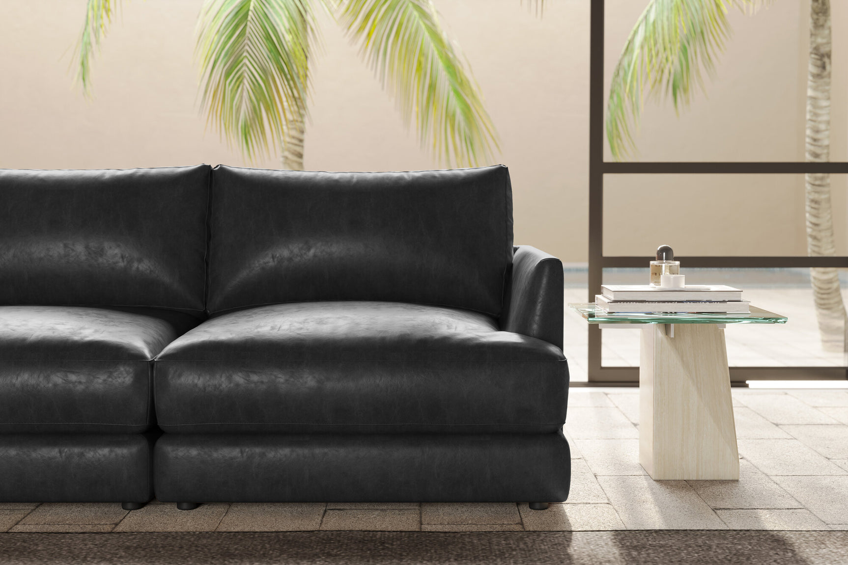 Serena Leather Corner Sectional Sofa