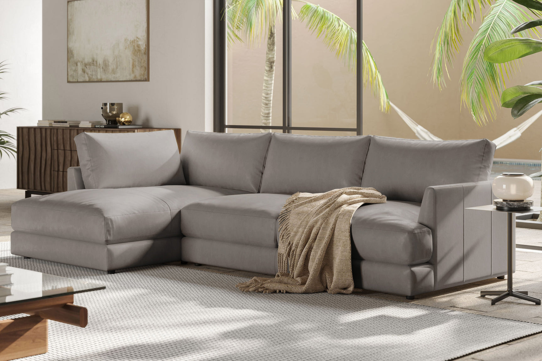 Serena Leather Sectional Sofa