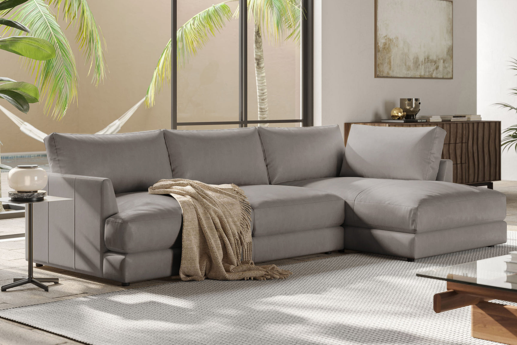 Serena Leather Sectional Sofa