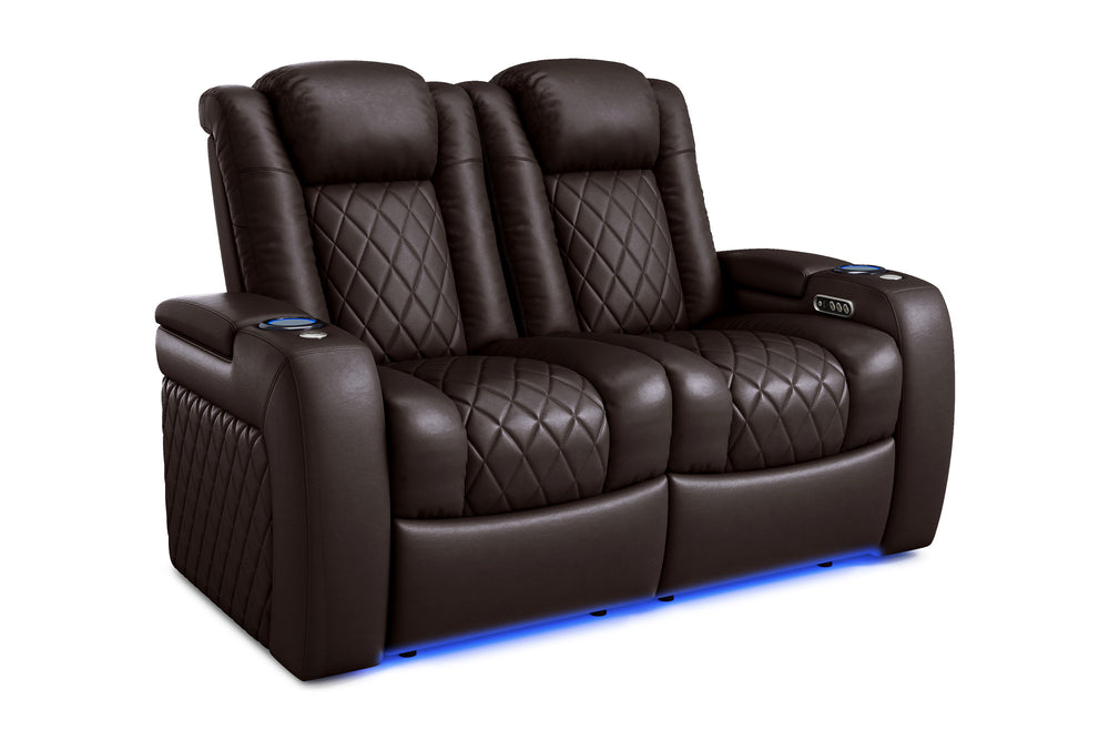 Valencia 2025 New Tuscany Leather Home Theater Seating Row of 2 Loveseat, Dark Chocolate