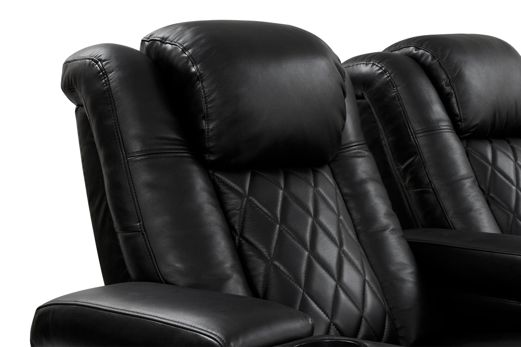 Valencia 2025 New Tuscany Italian Leather Home Theater Seating Row of 3, Midnight Black