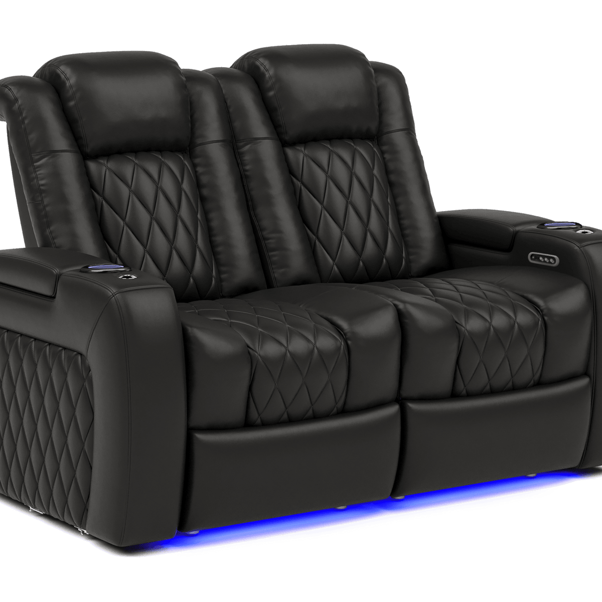 Transform Your Media Room - Tuscany Row of 2 Loveseat, Midnight Black